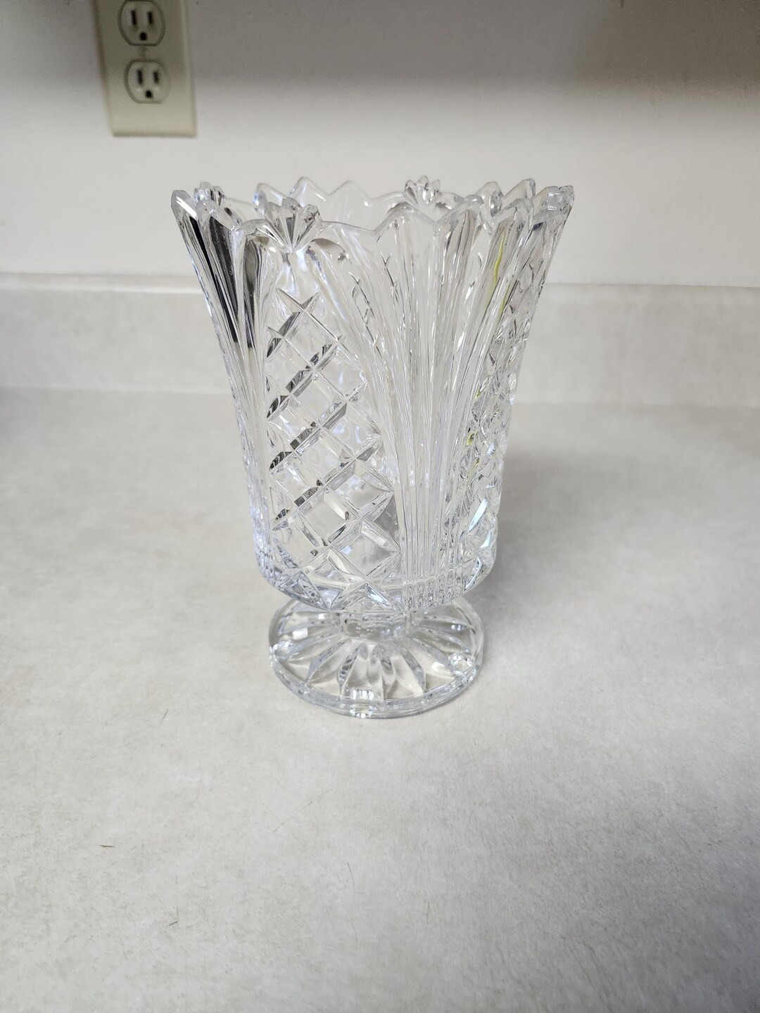 Vintage Lead Crystal 7.5 Inch Hurricane Footed Candle Holder Fifth Avenue Crystal Poland - Etsy | Etsy (US)