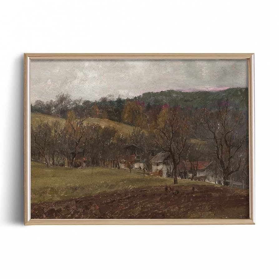 Rustic Farmhouse Wall Art Decor - 11x14" - Boho Art Deco Landscape Picture for Bathroom - French ... | Amazon (US)