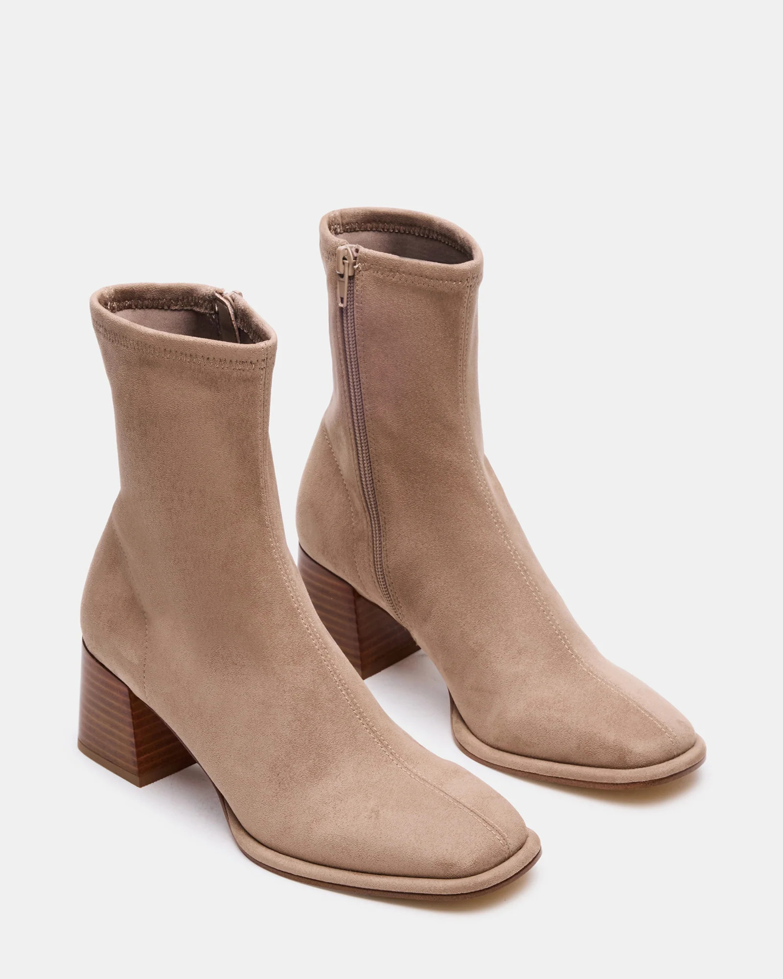 PAMMY Taupe Square-Toe Block Heel Women's Ankle Boot | Steve Madden (US)