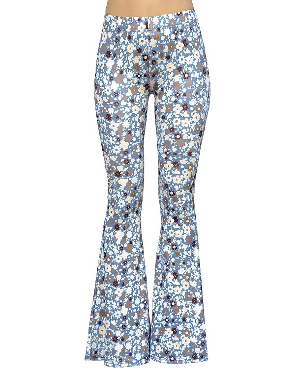 Daisy Del Sol High Waist Comfy Stretch Boho 70s Bell Bottom Fit to Flare Lounge Yoga Pants | Amazon (US)