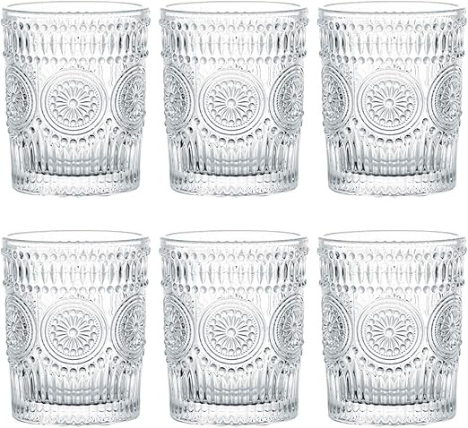 Kingrol 6 Pack 9 oz Romantic Water Glasses, Premium Drinking Glasses Tumblers, Vintage Glassware ... | Amazon (US)