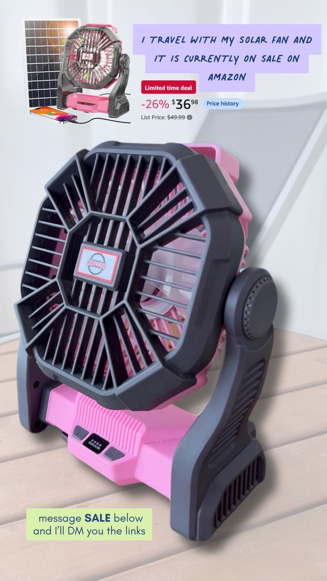 This Amazon solar fan is one of those travel finds I’m so glad I packed! It’s portable, rechargeable, and perfect for camping, beach days, outdoor events, road trips, or keeping cool on the go. It’s currently on sale, so if you’ve been looking for a portable fan, solar powered fan, or Amazon travel essential, check this one out!

#LTKSeasonal #LTKdayinmylife #LTKHome