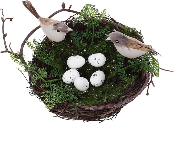 DOITOOL Bird Nest with Eggs for Easter Decoration, 6 Inch Artificial Rattan Nesting for Crafts, S... | Amazon (US)