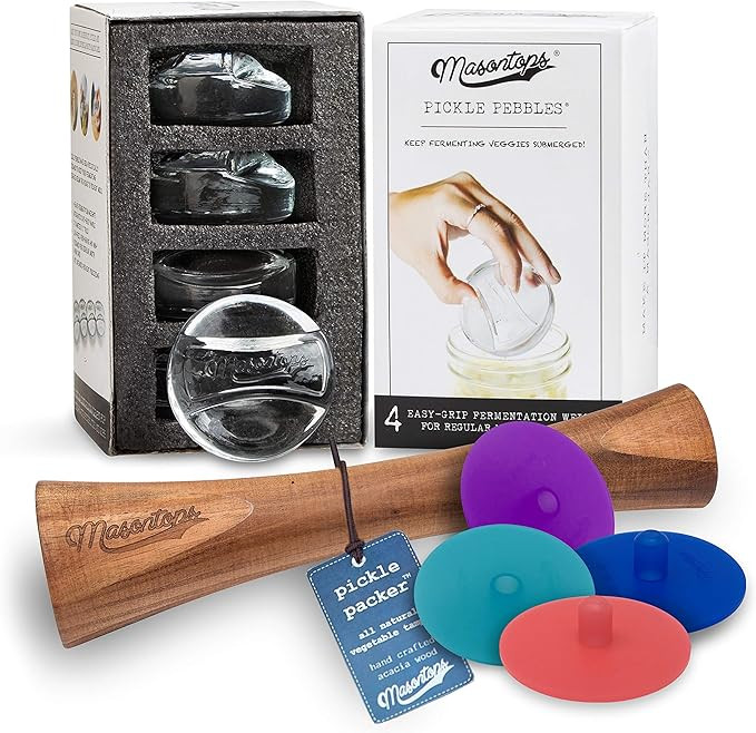 Masontops Deluxe Mason Jar Fermentation Tool Set - Regular Mouth Essentials - Silicone Pipe Lids ... | Amazon (US)
