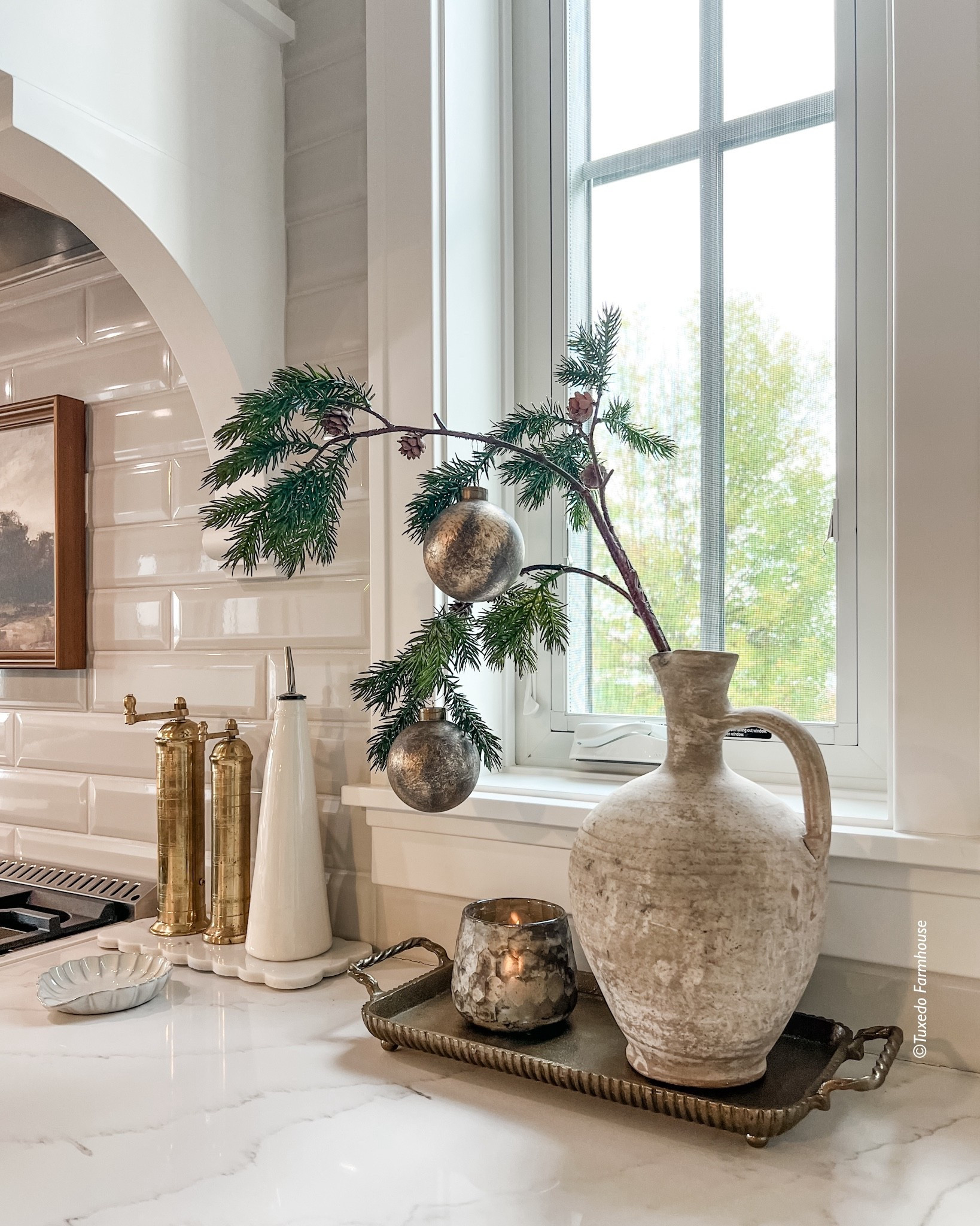 A simple holiday stem and a couple ornaments are all you need for a pretty counter vase. 

#ltkholiday

#LTKHome #LTKSeasonal #LTKFindsUnder50