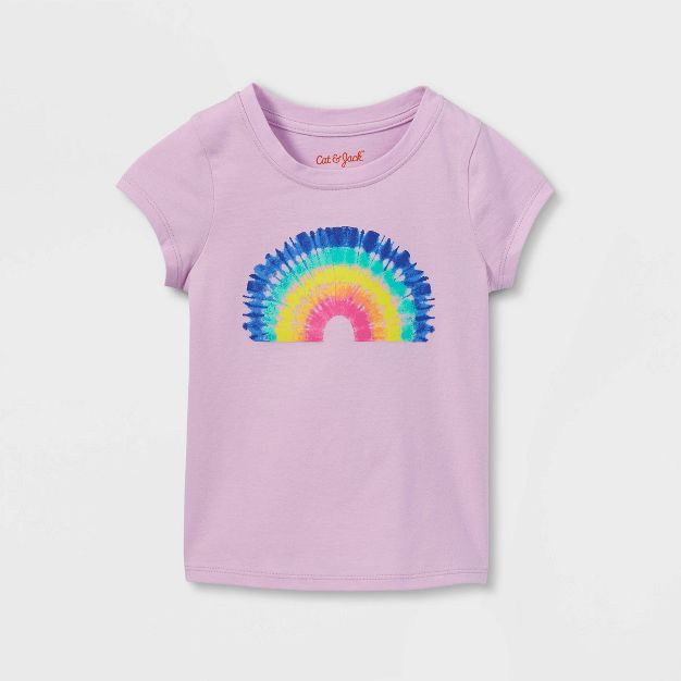 Toddler Girls' Tie-Dye Rainbow Short Sleeve T-Shirt - Cat & Jack™ Purple | Target
