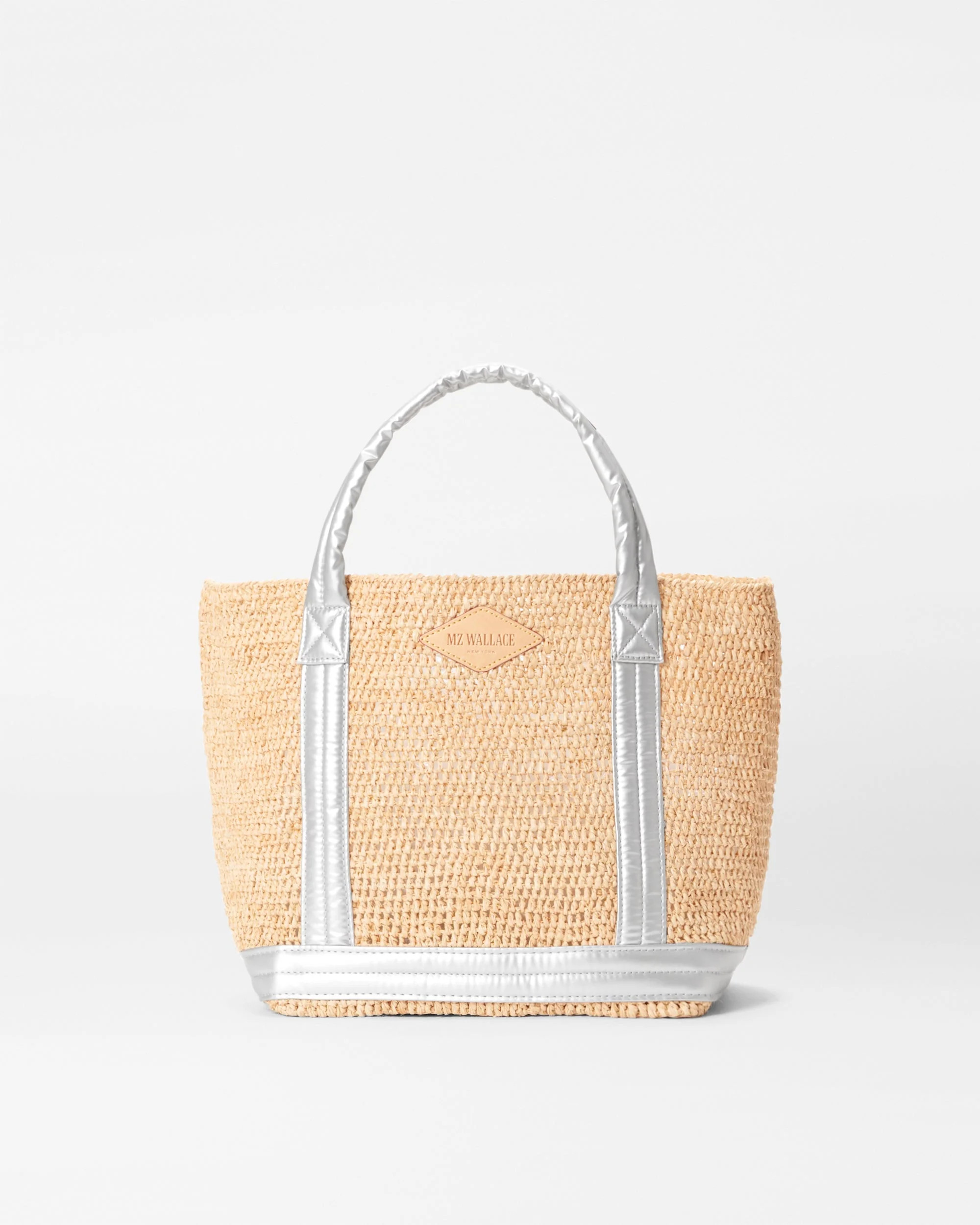 Matte Silver Small Raffia Tote | MZ Wallace