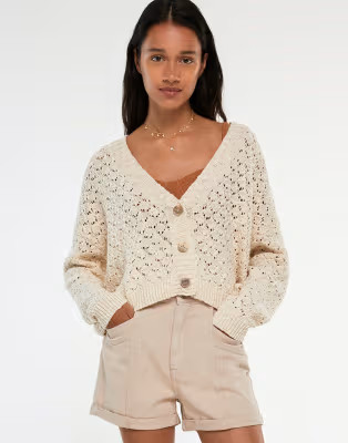 Pull&Bear knitted cardigan in ecru | ASOS (Global)