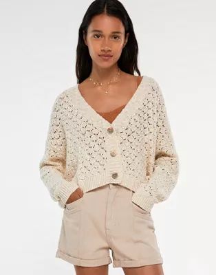 Pull&Bear knitted cardigan in ecru | ASOS (Global)