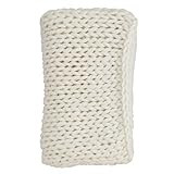 SARO LIFESTYLE Sevan Collection Chunky Knit Throw in Poly Blend, 50" x 60", White | Amazon (US)
