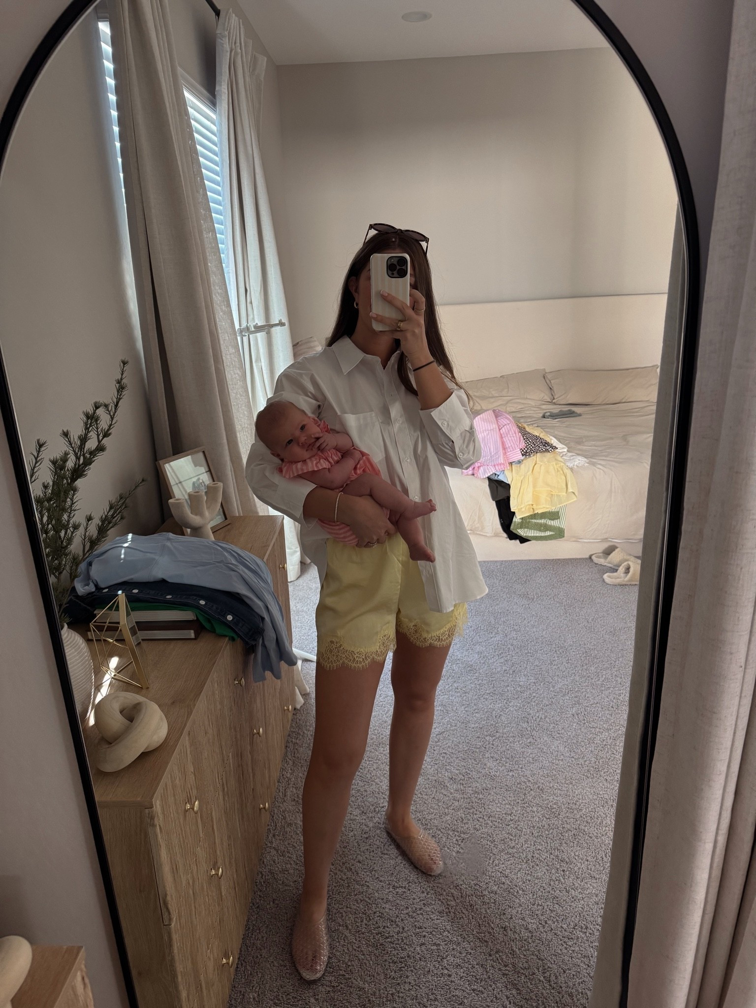 Wearing my true size medium in shorts. Went up one size in shirt but should have stuck with true size. Wearing a large here.