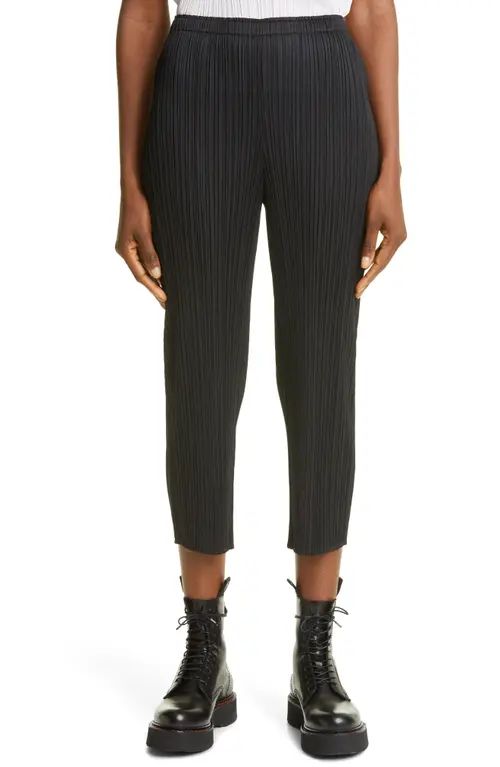 Pleats Please Issey Miyake Pleated Crop Skinny Pants in Black at Nordstrom, Size 4 | Nordstrom