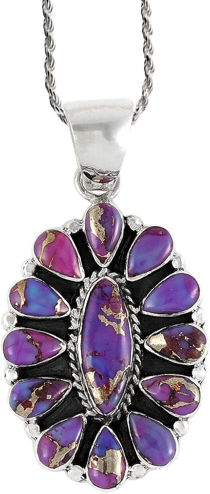 Turquoise Necklace 925 Sterling Silver & Genuine Turquoise Pendant 20" | Amazon (US)