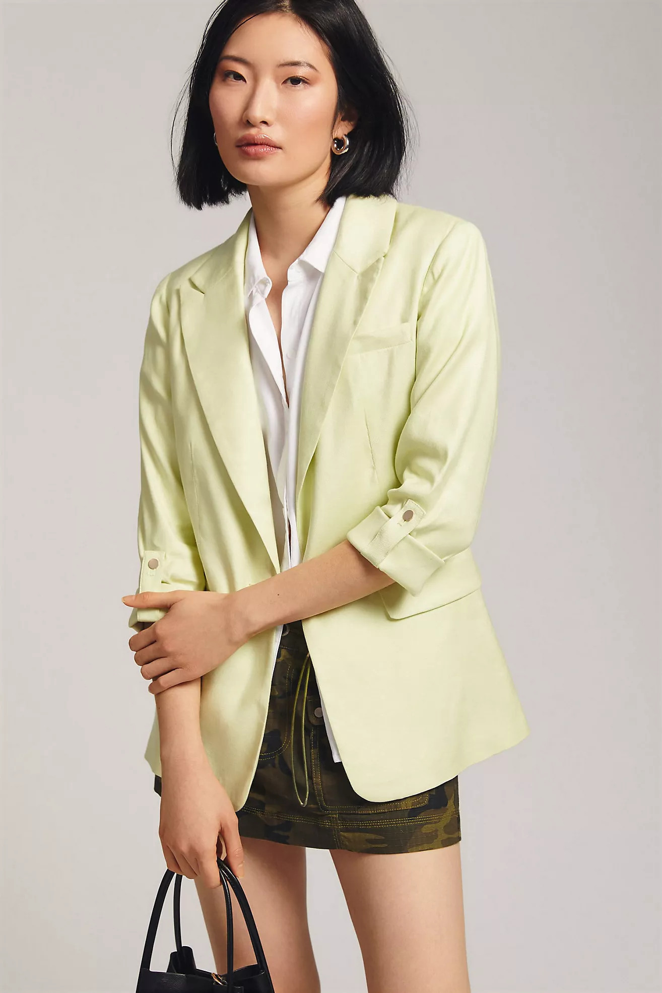 Maeve Linen Roll-Sleeve Blazer | Anthropologie (US)
