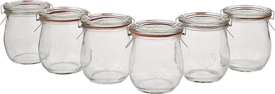 Mini Tulip Jelly Jar with Glass Lids 6 Rings and 12 Clamps, 6 Count (Pack of 1) | Amazon (US)