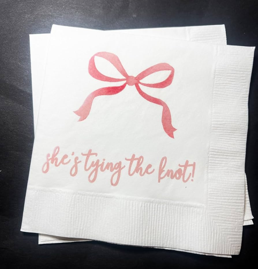 She's Tying The Knot Bridal Shower Pink Bow Bridal Shower Brunch Pink Bachelorette - Cocktail, Na... | Amazon (US)