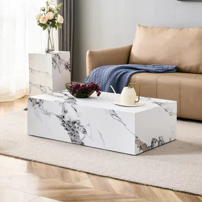 Modern MDF Coffee Table with Marble Pattern – Stylish and Durable Design | Wayfair North America