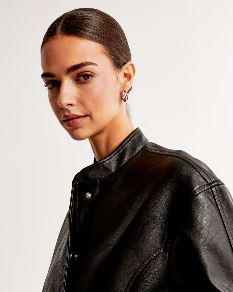 Vegan Leather Bomber Jacket | Abercrombie & Fitch (US)