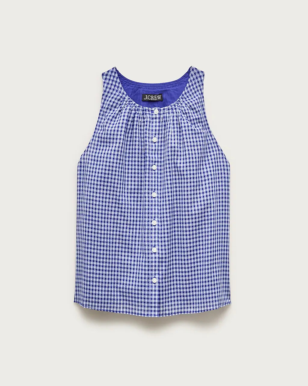 High-neck tank top in gingham cotton voile | J. Crew US