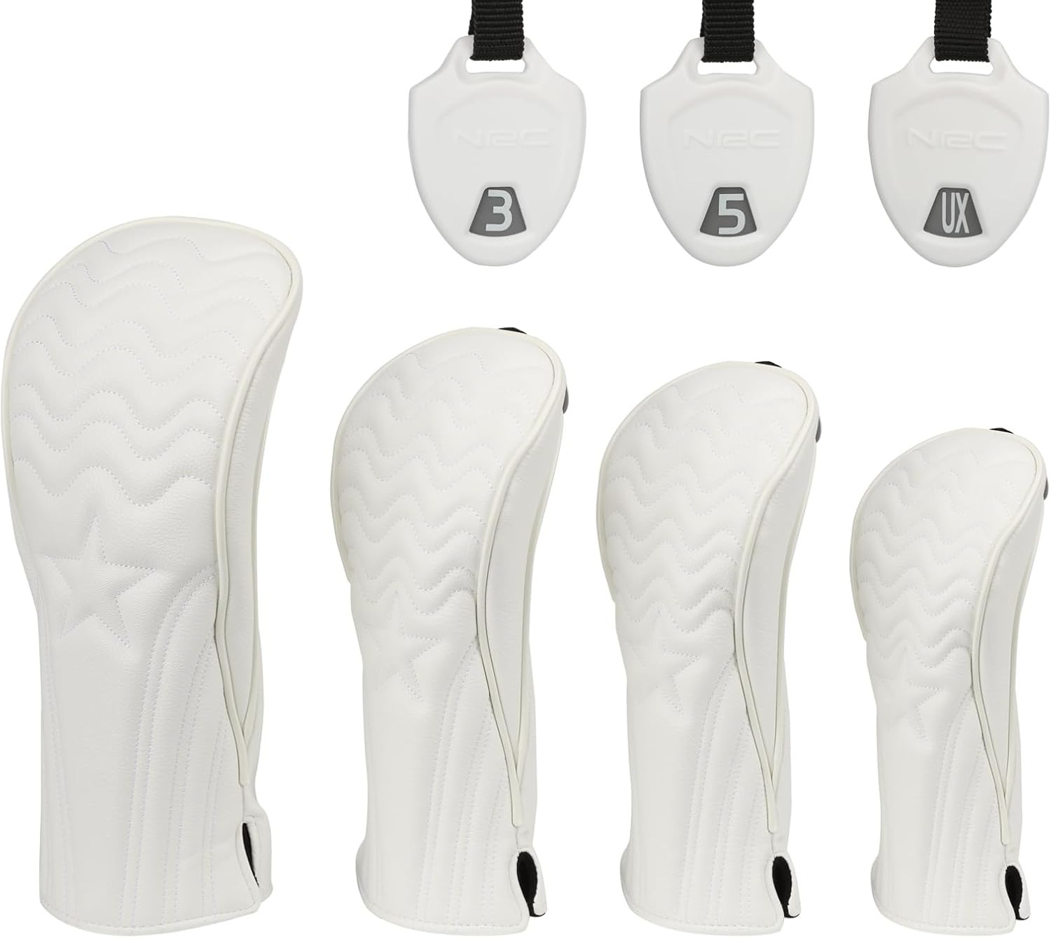 4pcs or 1pc Golf Club Head Covers for Woods, Driver, Fairway, Hybrid – Premium PU Leather with Interchangeable Tags & Magnetic Blade and Mallet Putter Covers | Amazon (US)