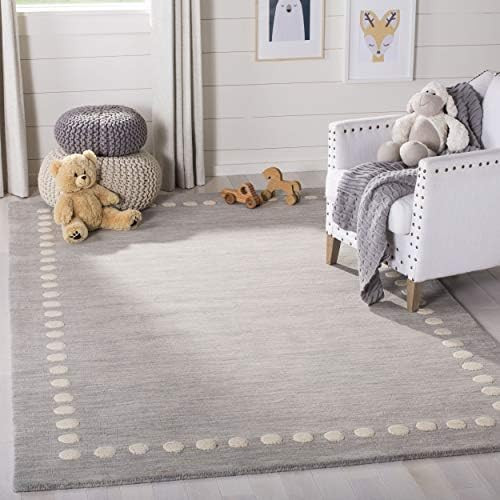 SAFAVIEH Kids Collection 8' x 10' Grey SFK802F Handmade Polka Dot Border Wool Area Rug | Amazon (US)