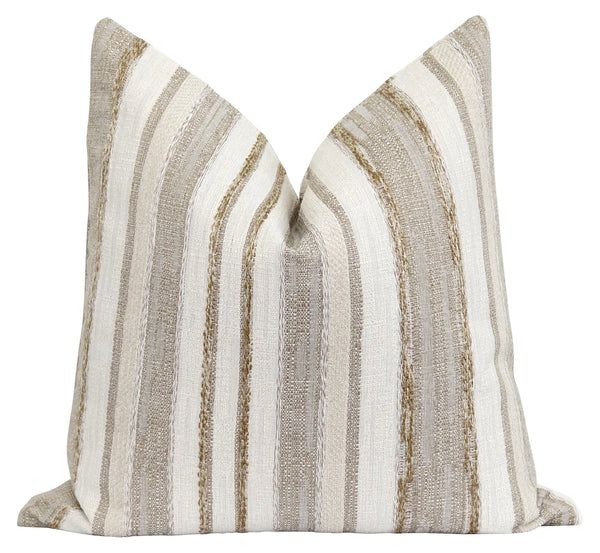 Oak Ridge Woven Neutral Stripe Pillow | Land of Pillows