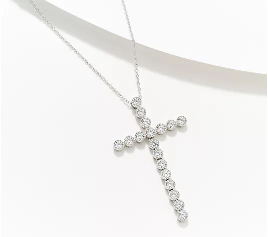 Diamonique x Jennifer Miller Flexible Cross Necklace, Sterling Silver | QVC
