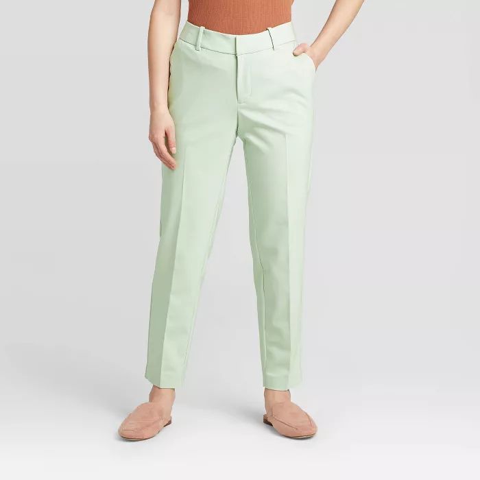 Women's Mid-Rise Slim Ankle Pants - A New Day™ Mint | Target