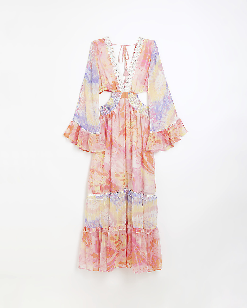 Pink chiffon abstract print beach maxi dress | River Island (UK & IE)