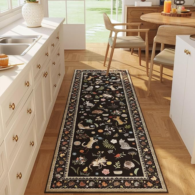 Rugcomf Runner Rug for Kitchen Non Slip 2'6''x8' Washable Rugs with Rubber Backing Soft Floral An... | Amazon (US)