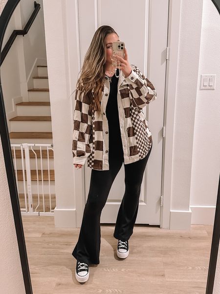 I LOVE this checkered corduroy shacket! Wearing a L, if in between you can size down & still have an oversized fit. 50% off sitewide starts NOW!! 

#LTKCyberWeek #LTKGiftGuide #LTKmidsize
