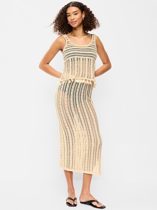Open-Weave Seaside Cotton Column Maxi Skirt | Old Navy (US)