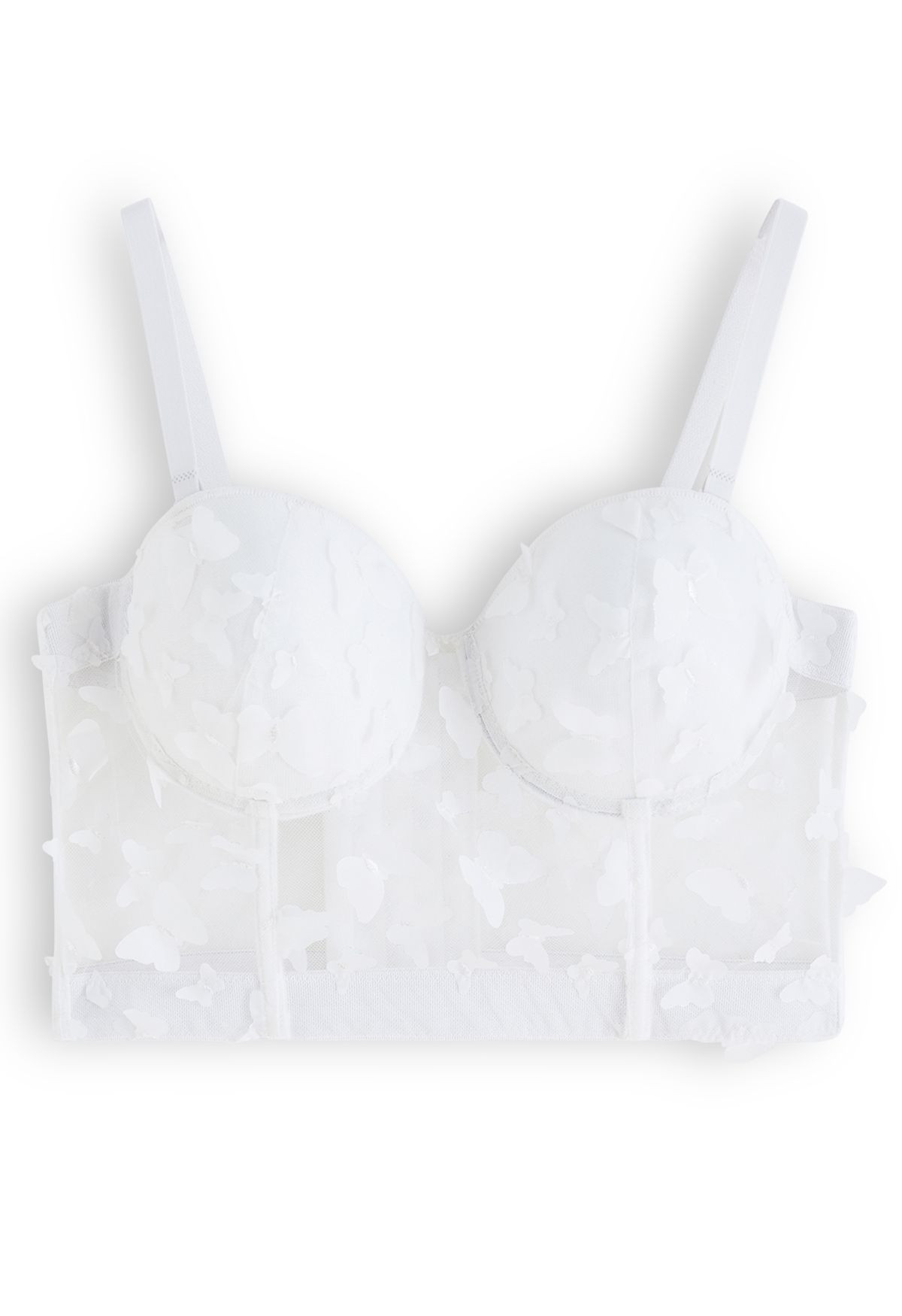 Butterfly Appliques Bustier Crop Top in White | Chicwish