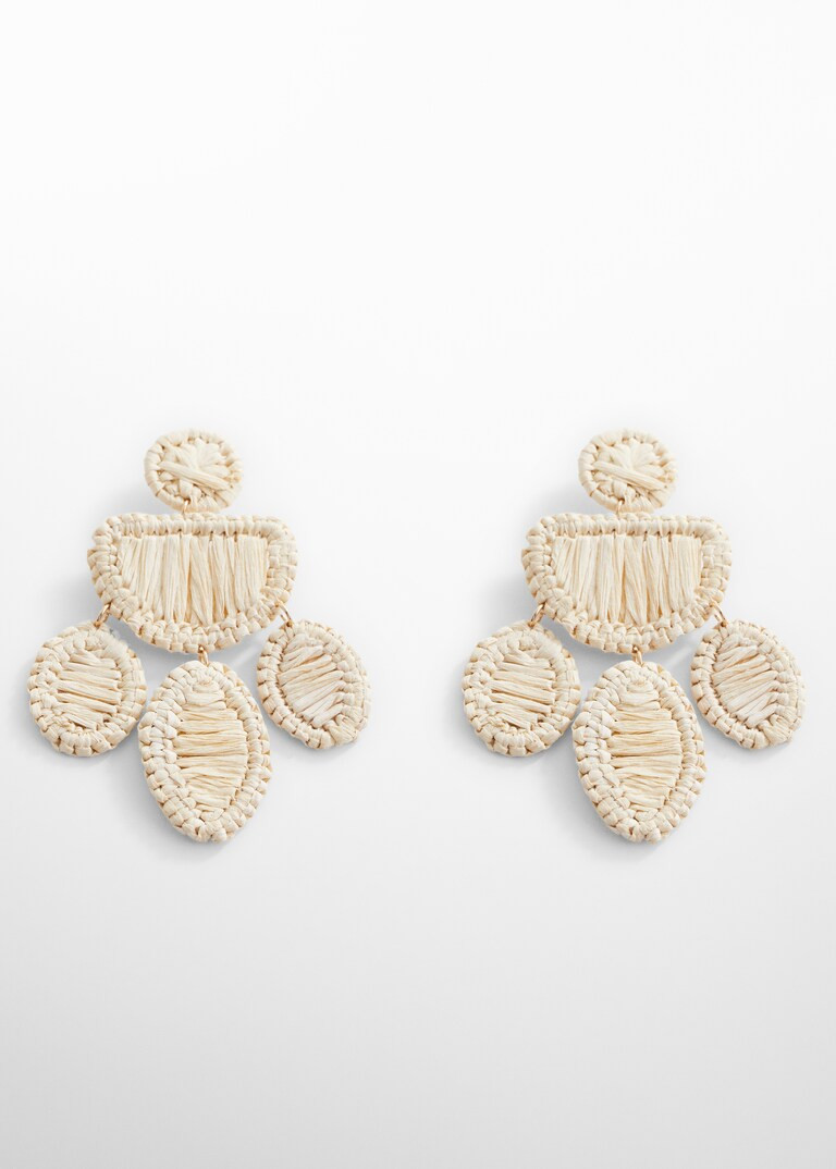 Long raffia earrings - Woman | MANGO United Kingdom | MANGO (UK)