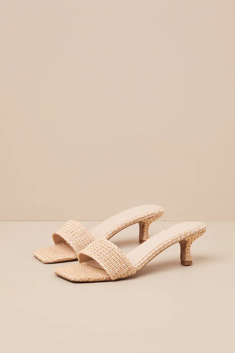 Olga Natural Raffia High Heel Slide Sandals | Lulus