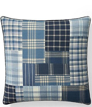 Ralph Lauren Chester Patchwork Plaid Decorative Throw Pillow - Blue | Dillard's