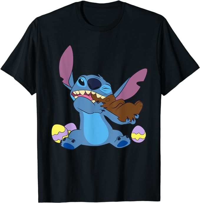 Disney Stitch Eats Chocolate Bunny Easter T-Shirt | Amazon (US)