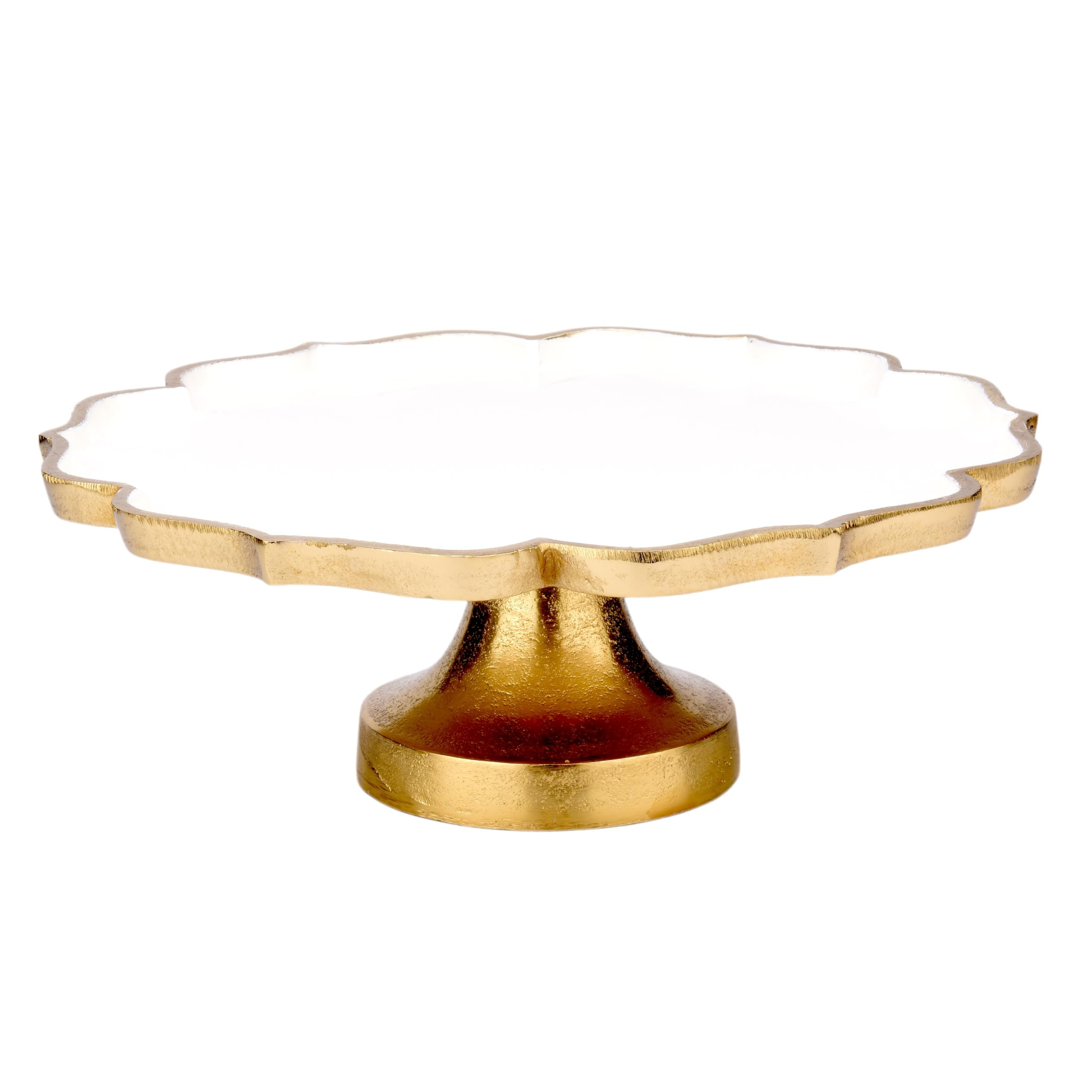 Cruiser’s Caché 11.5" Sculpted Metal Cake Stand, White Enamel and Rustic Gold Finish, Handcraf... | Amazon (US)