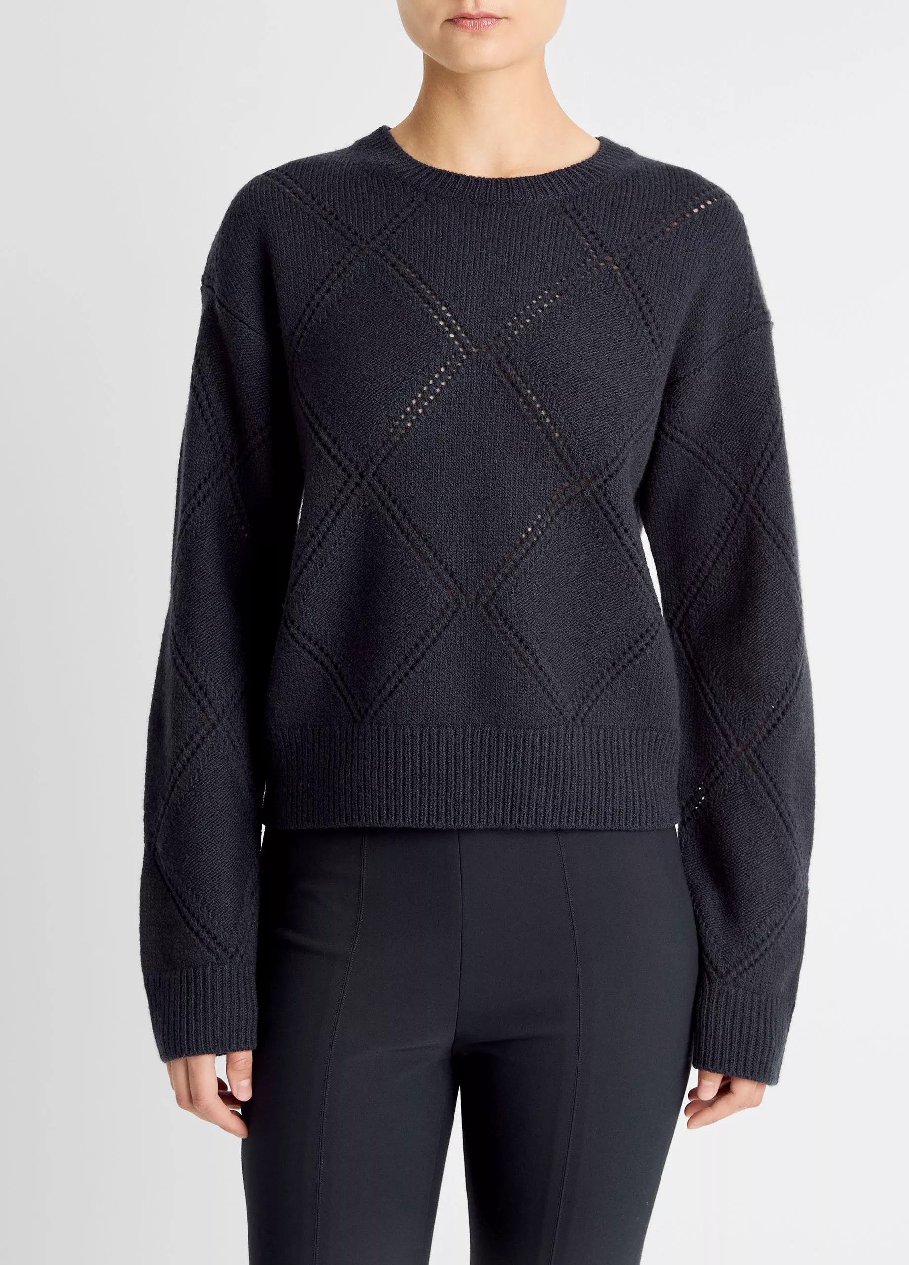 Textured Argyle Italian Wool Sweater | Vince LLC