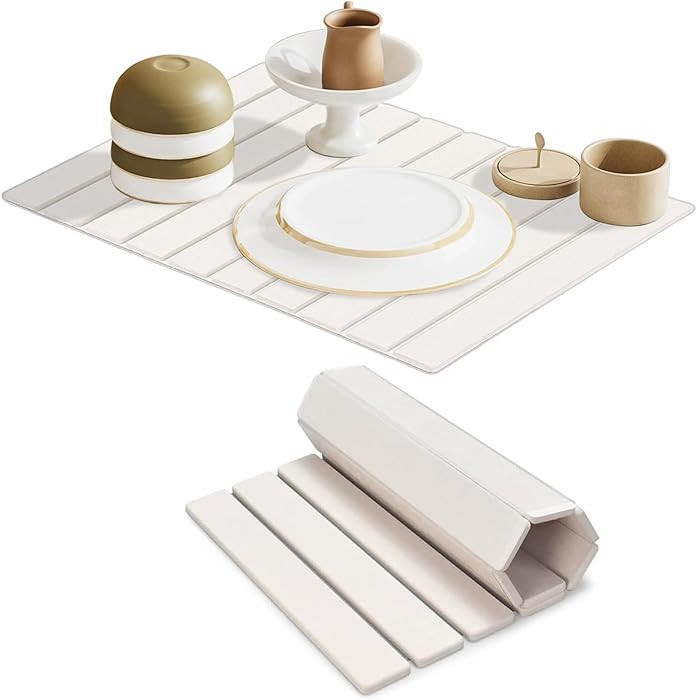 Large Stone Dish Drying Mats for Kitchen Counter, 23"(L)×16"(W) Diatomaceous Earth Mats, Water-A... | Amazon (US)