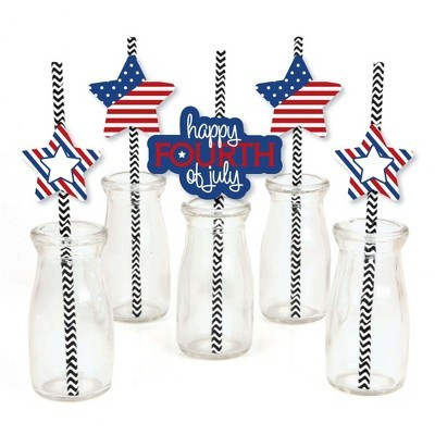 Big Dot of Happiness 4th of July Paper Straw Decor - Striped Decorative Straws for Independence Day - Set of 24 | Target