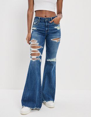 AE Ne(x)t Level Ripped Festival Flare Jean | American Eagle Outfitters (US & CA)