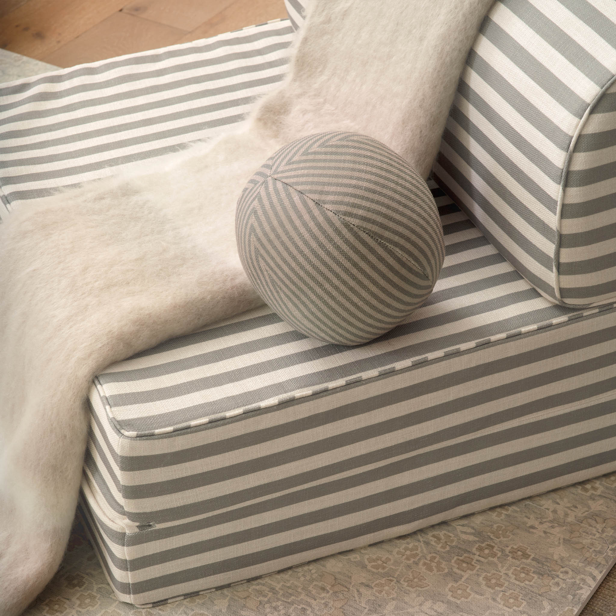 Green Striped Play Couch Seat | Bennett in Coconut & Jade | House of Noa | House of Noa