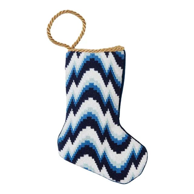 Classic Blues Flame Bauble Stocking by Kimberly Whitman | Chairish