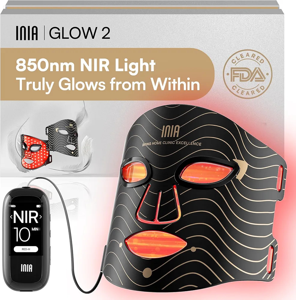 INIA Red Light Therapy Mask for Face – 4 Light Modes with 850nm NIR, Red & Blue LED Light Thera... | Amazon (US)