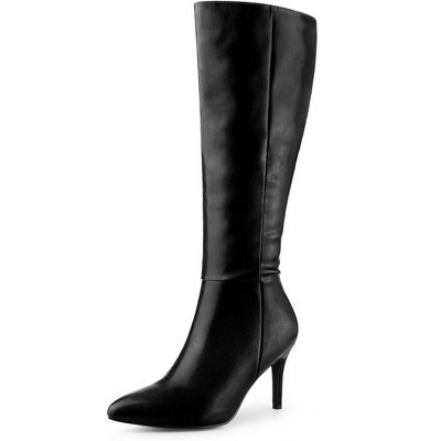 BLISSFUL STEP Women's Halloween Zipper Pointed Toe Stiletto Heel Knee High Boots Black 9.5 | Target