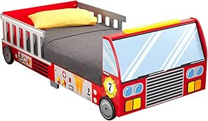 KidKraft Fire Truck Wooden Toddler Bed with Guard Rails, Children's Furniture - Red, Gift for Age... | Amazon (US)