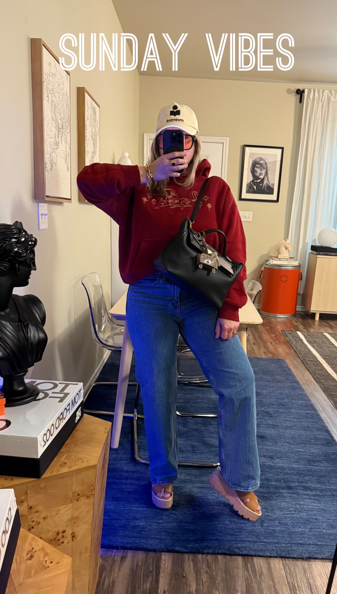 Sunday vibes! 41 degrees in my location! Perfect weather to wear my “Year of the Horse” new hoodie, comfy Hermes Eze 30 sandals, awesome Abercrombie straight leg jeans and my trustworthy cap! #hermeseze30 #hermesshoes #hermescypre #hermesoran #hermessandals #hermes24/24 #hermestogo #hermes24 #yearofthehorse #bordeaux #burgundy #abercrombie #hoodie #straightlegjeans #jeans #denim #trend #classy #sporty #ootd #ageless #hermessaddlebox #hermesbagcharm #rodeo #hermeshome #homedecor

#LTKMidsize #LTKootd #LTKOver40