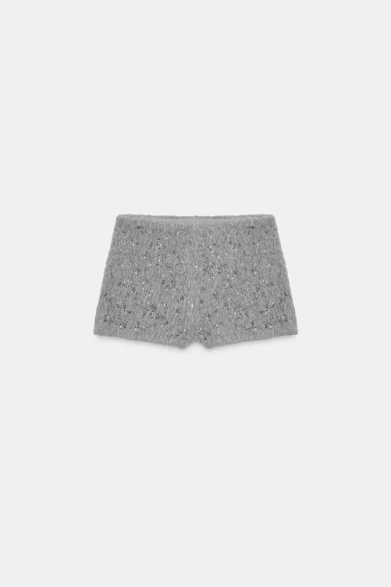 MINI FAUX FUR BEADED SHORTS | Zara UK