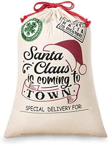 HBlife Canvas Santa Sack, 19.7 X 27.6 Inch Large Santa Bags for Gifts, Personalized Christmas Sac... | Amazon (US)